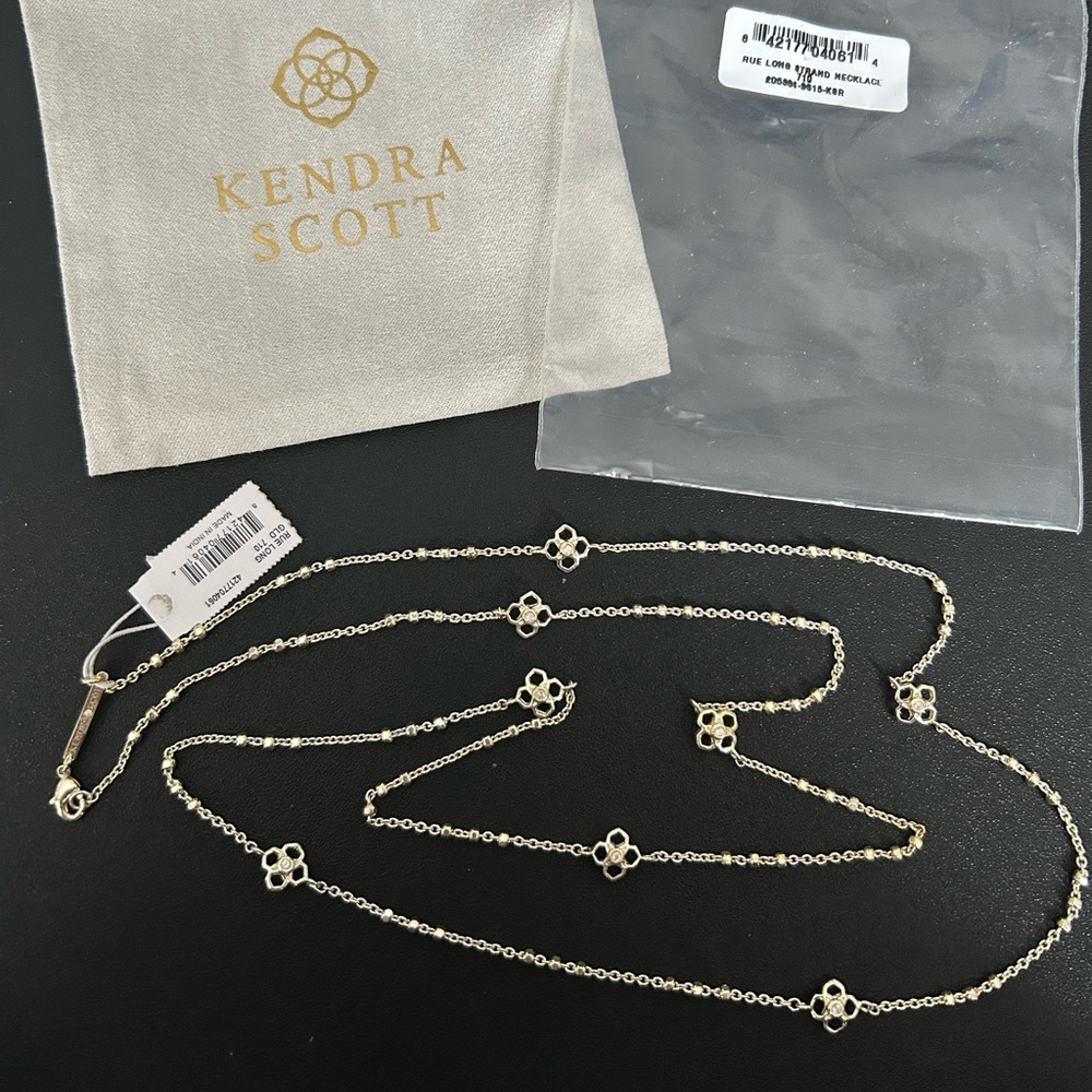 Kendra Scott Rue Long Gold Floral Necklace, 36”